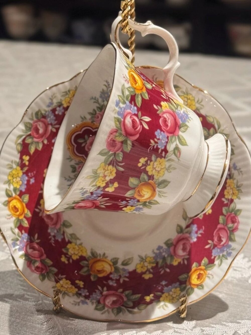 Royal Albert Garland Red Floral Teacup Saucer